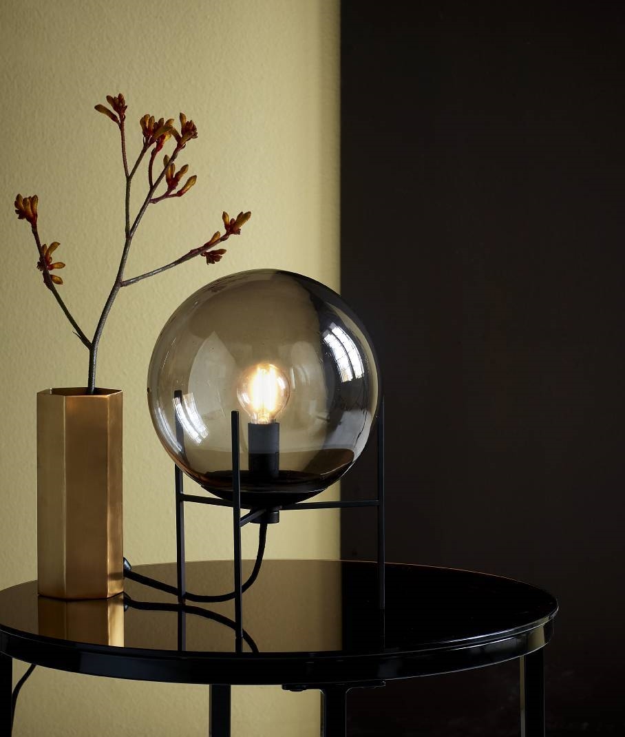 Globe Smoked Glass Table Lamp With, Replacement Globe For Table Lamp