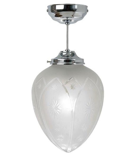 Traditional Glass Pinestar Design, Etched Glass Pendant Chandelier