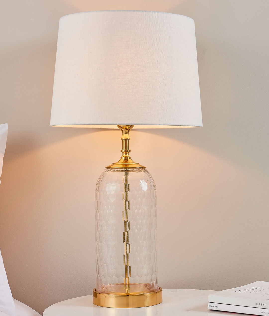 Cut Glass and Brass Base Table Lamp with Choice of Shades