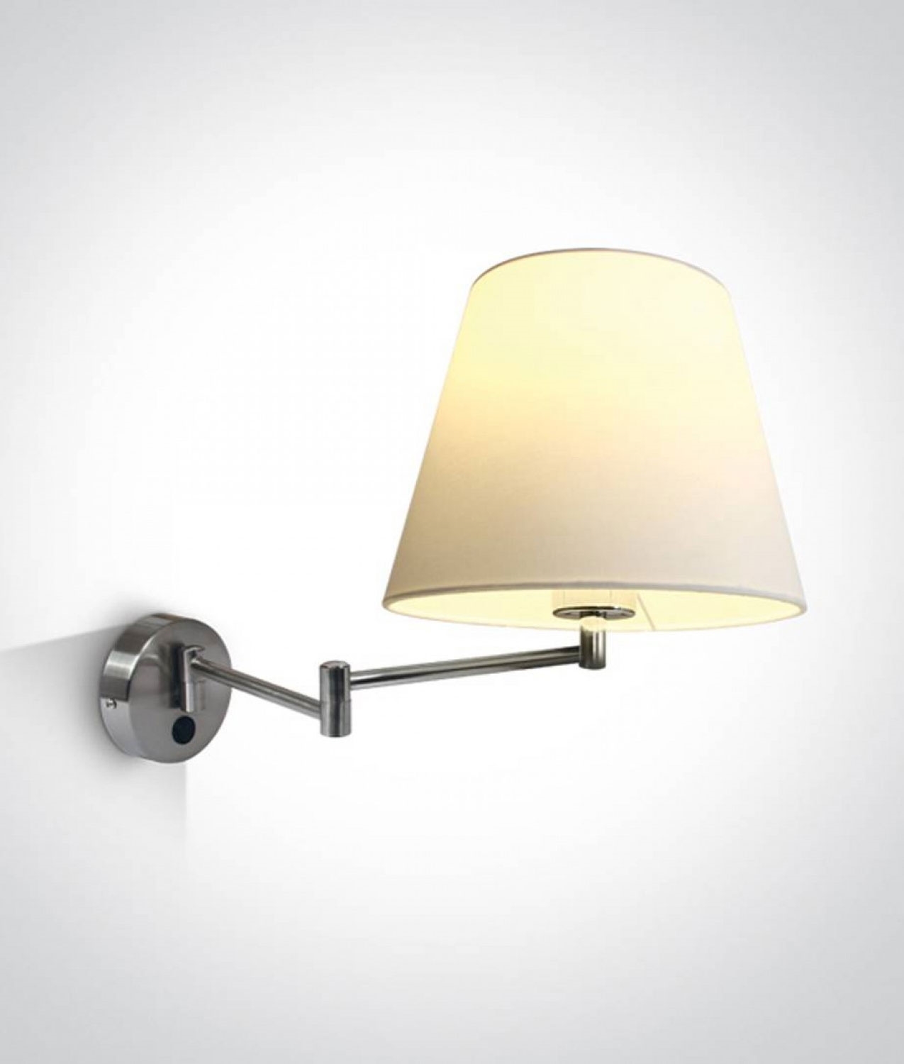 Extending Arm Brushed Chrome Wall Light with White Shade