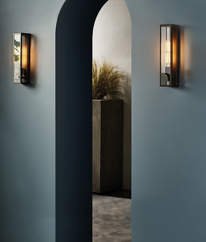 Tall Slim Flush Mounted Outdoor Bathroom Wall Light