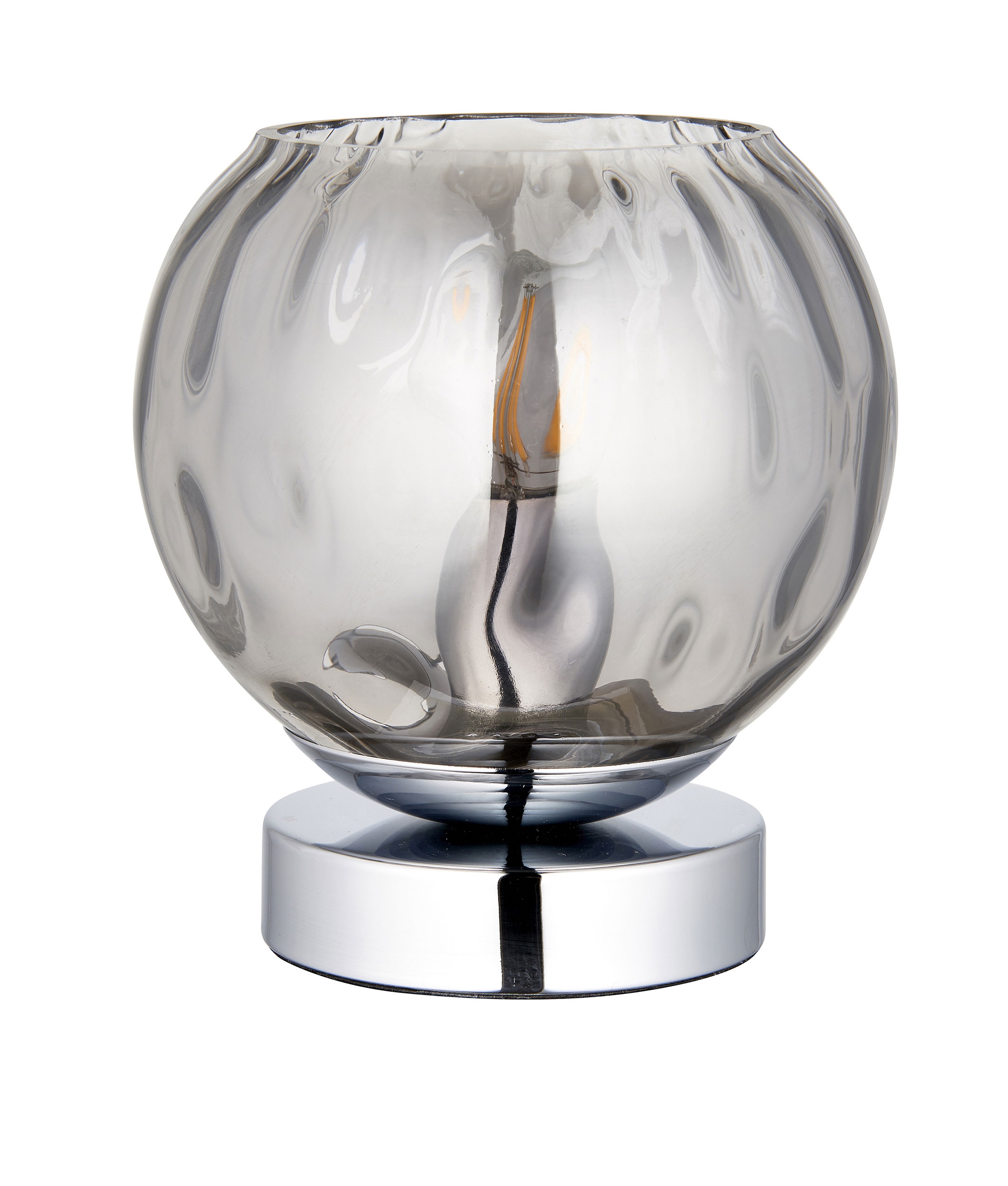 Contemporary Polished Chrome Table Light With Glass Dome Shade