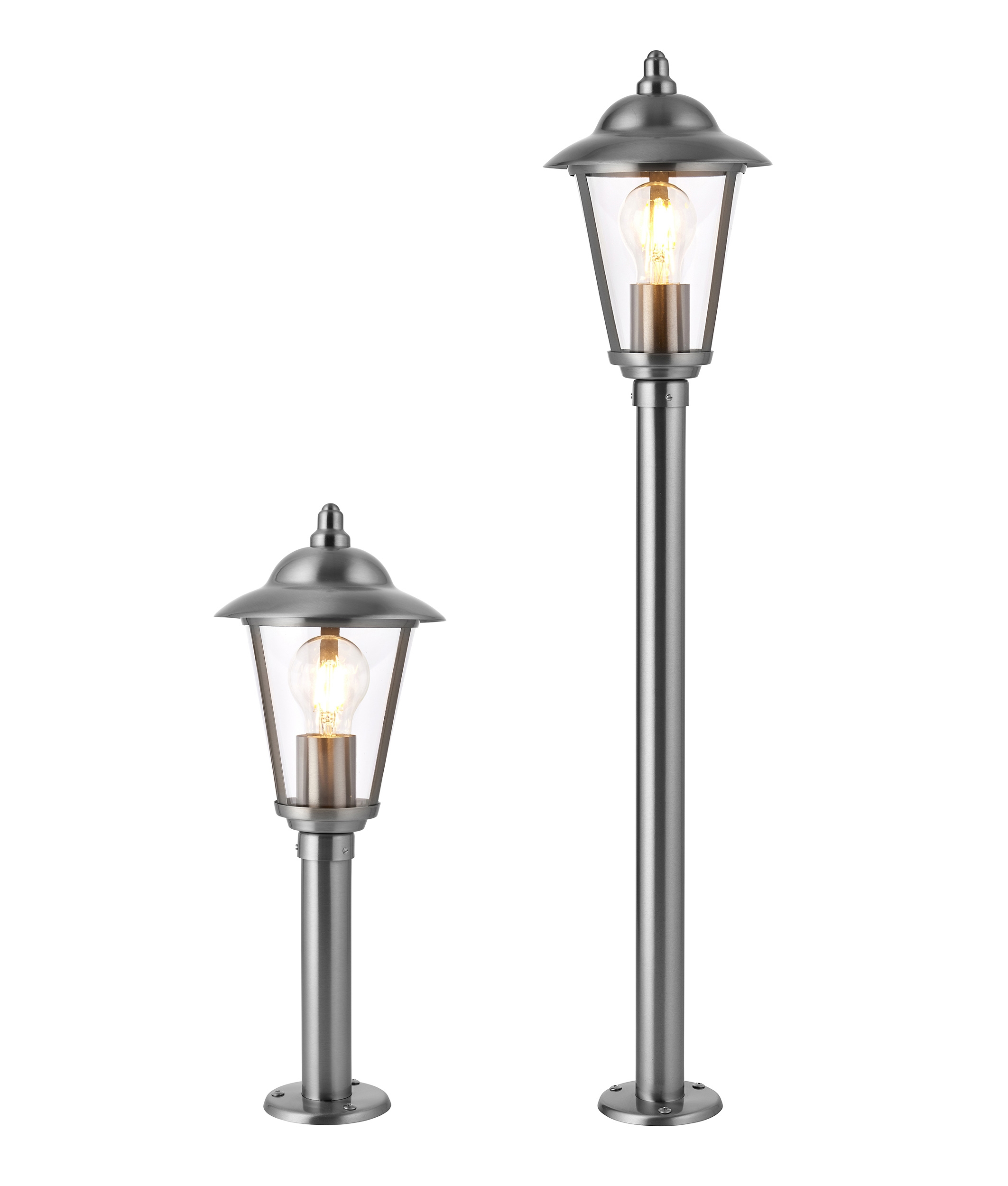 IP44 Curved Exterior Post and Bollard Lamps Polished Stainless Steel