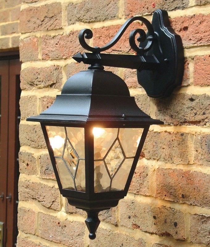 Leaded Glass Wall Lantern Down - Pendant Porch Light With Sensor Leaded Glass Wall Lantern Down - Pendant Porch Light With Sensor