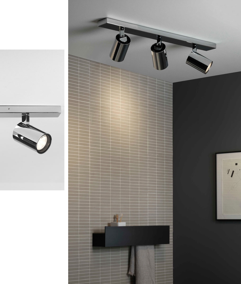 Long Light Bar with Triple Adjustable Spotlights safe for Bathroom Use