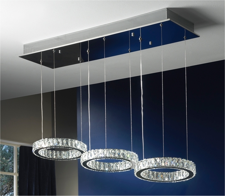 Triple Long Drop LED Circle Pendant