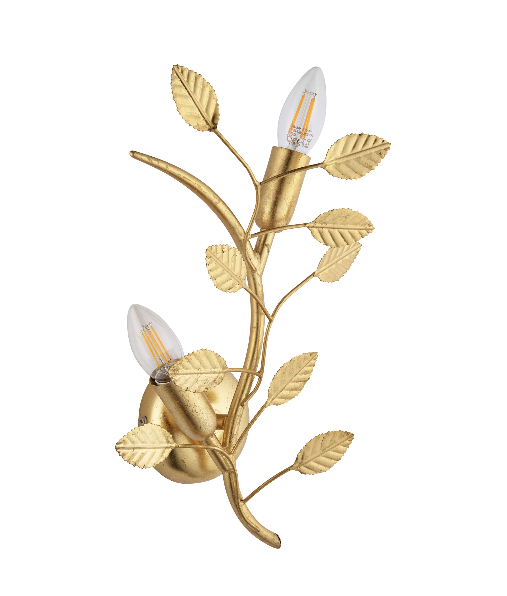Art Nouveau Nature Inspired Gold Leaf Flat Wall Light