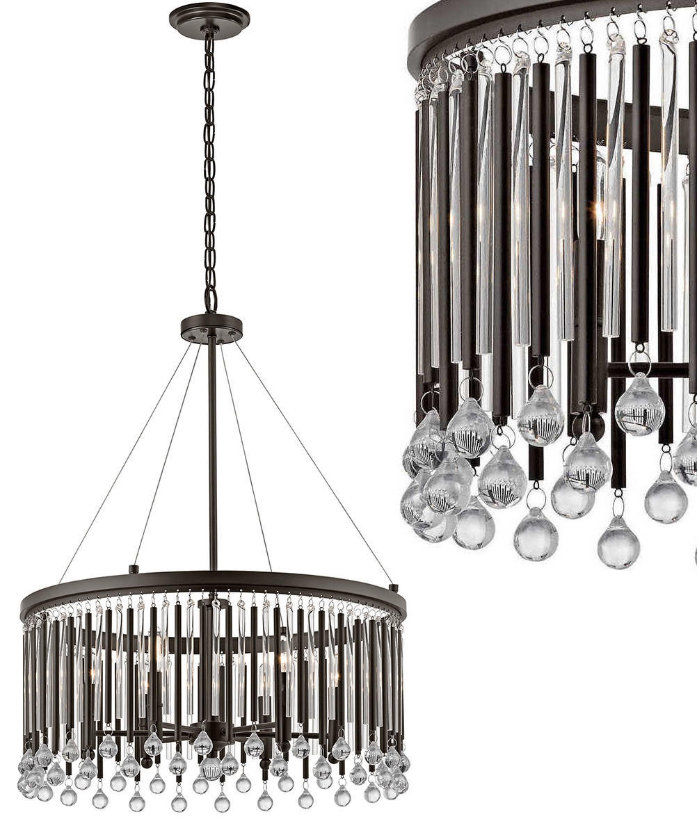Modern Suspended Ceiling Lights featuring Glass Rods and Crystal