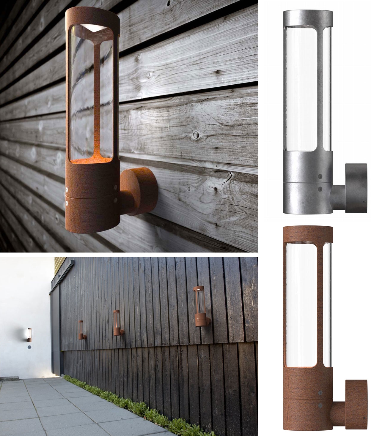 Hane Let Forpustet Super Popular Light for Modern Homes - Tall Slim Exterior LED Wall Light -  Corten Rusty Steel or Galvanised Finish