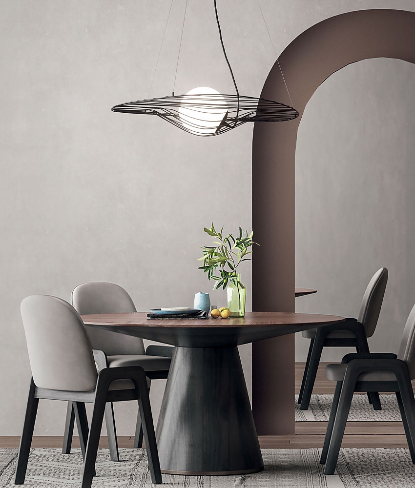 Ultra Modern Large Black Wire Hanging Ceiling Light with Opal Globe