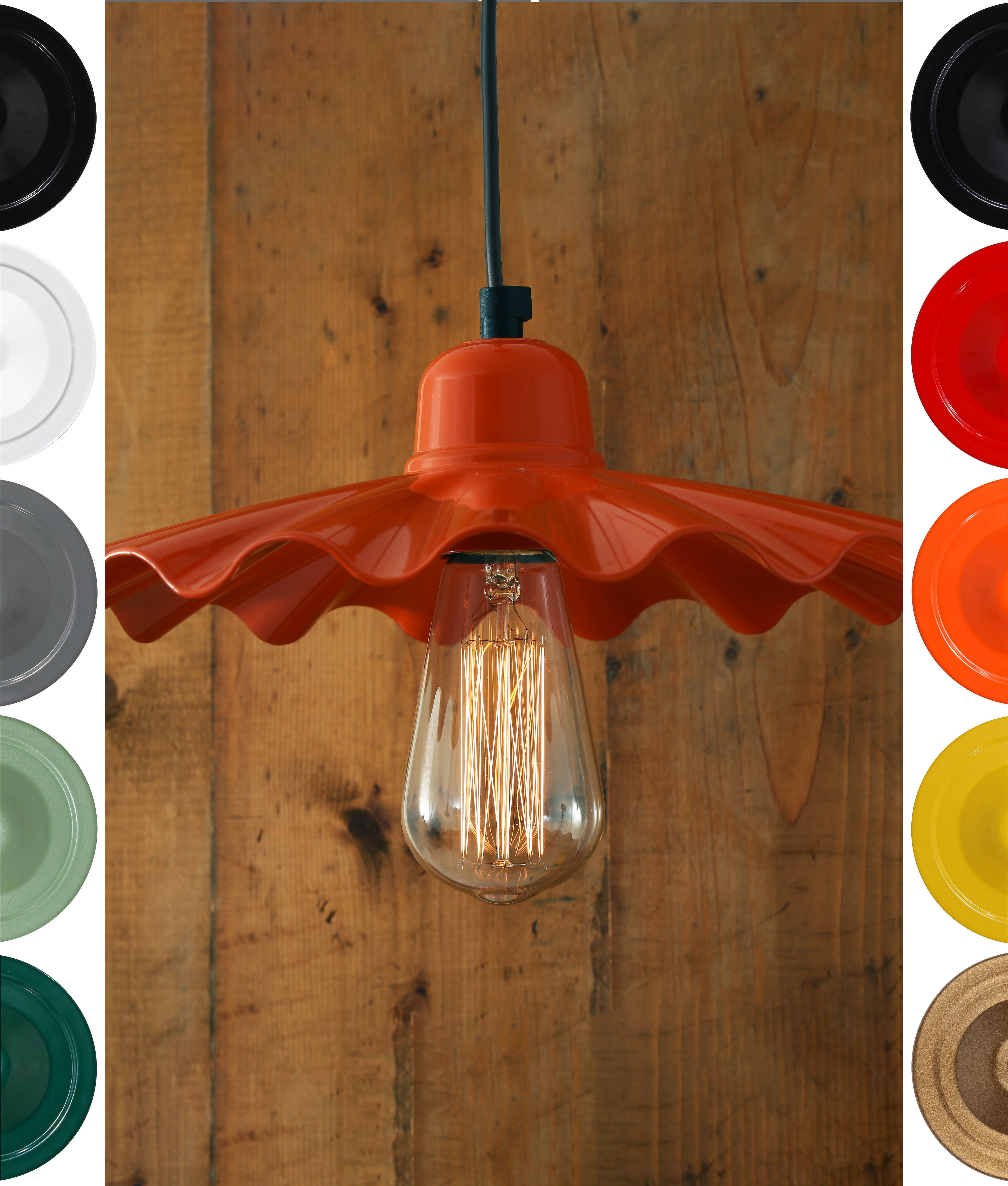 Vintage Scalloped Umbrella Shade Pendant 9 Colours