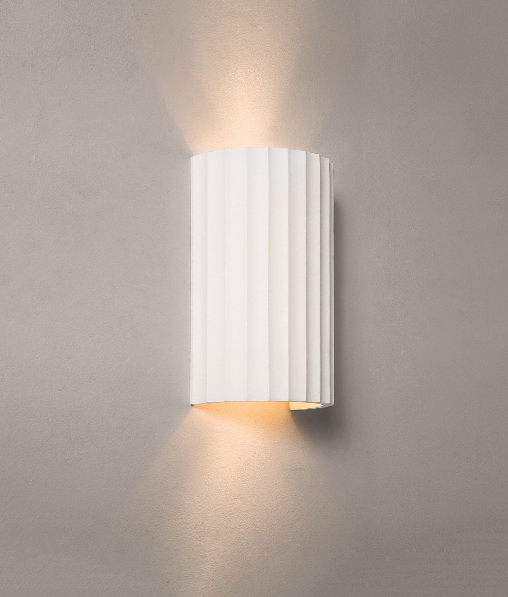 Plaster Rippled Up & Down Wall Light