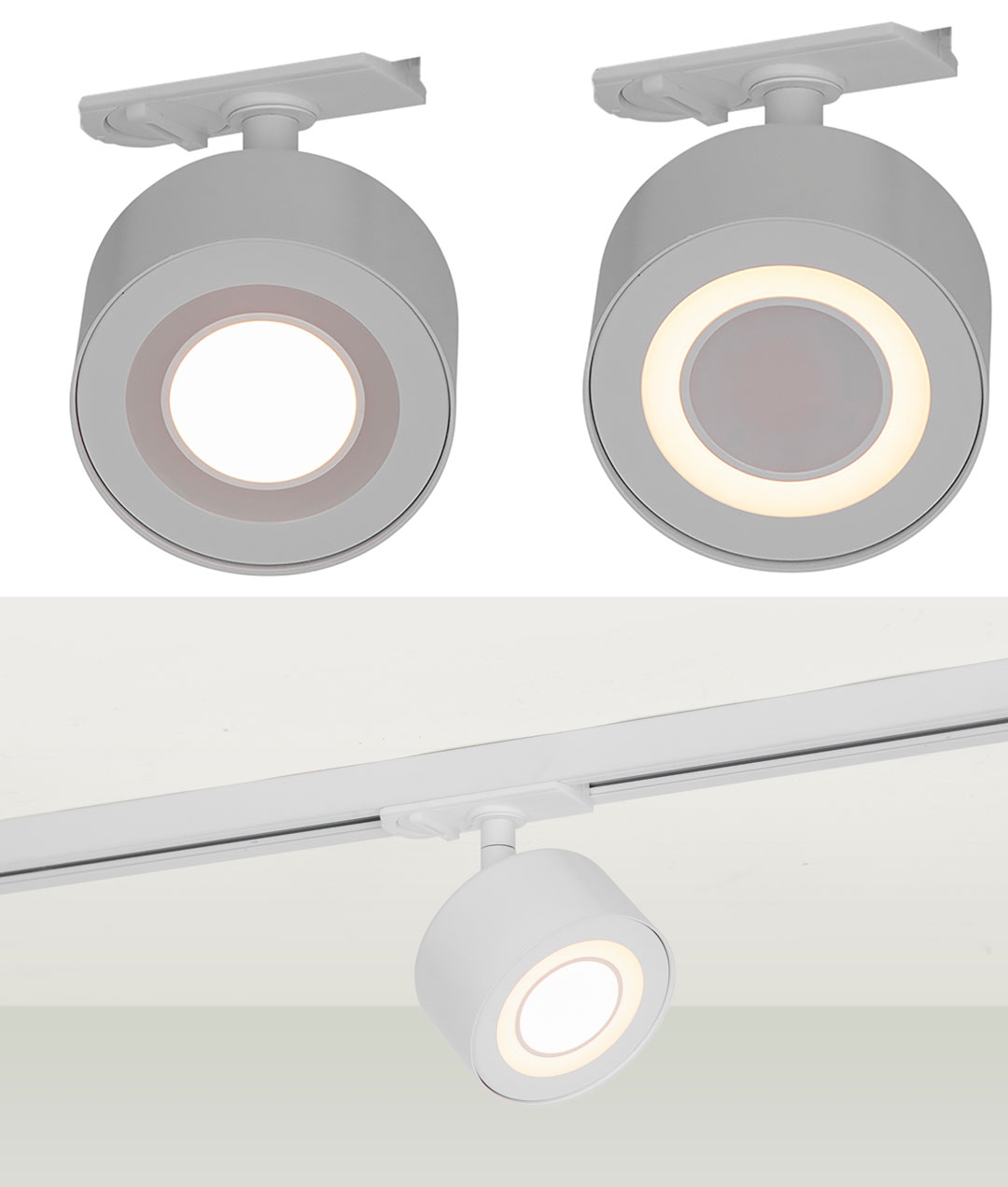 Adjustable LED Round Mains Track Head 3 Stage Dimmable