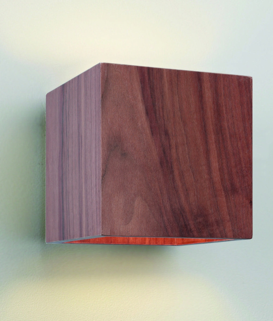 Square Wall Light in Walnut Finish