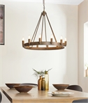 Large Aged Metal Ring 12 Light Chandelier
