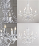 Large Ornate Acrylic & Chrome Chandelier - 8 or 12 Light