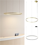Large 1270mm Wire-Suspended LED Ring Pendant Light in Brushed Brass or Black