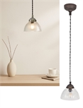 La Parisienne Ribbed Glass Small Pendant Light in Satin Nickel & Bronze