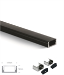 Matt Black LED Aluminium Profile with Black Polycarbonate Diffuser - 17mm x 9mm x 2m