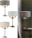 3 Arm Table Light With Fabric Drum Shade