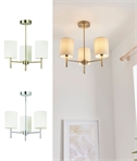 Semi-Flush 3 Light Ceiling Fitting with Fabric Shades