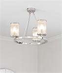 Elegant Ribbed Glass Shade 3 Light Semi-Flush Pendant