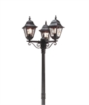 Exterior Lamppost with Triple Lanterns and Leaded Glass 