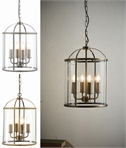 4 Light Cage Pendant - Curved Metal Frame with Clear Glass