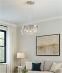 Clear Shade & Bauble Suspended Pendant Dia 40cm