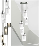 5 Light Cluster Pendant with Smoke or Clear Glass Shades