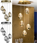 LED Glass Ball Pendant 5 Lights - Chrome or Gold