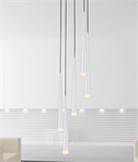 Long Drop Fluted 5 Shade Light - Black, White or Chrome