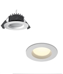 White 7W LED recessed downlight, IP54.