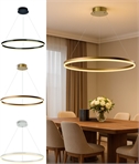 Edge Lit LED Ring Pendant Dia 800mm - Brass, Black or White