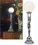 Art Deco Table Light Woman Holding Opal Globe