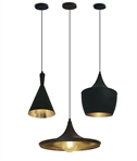 Modern Black Pendant with Brass Interior - 2 Designs