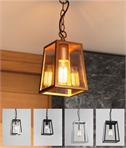 Chain-Hung Square Hall Lantern Plain Glass for Indoor or Out