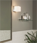 Cube Chrome & White Glass Wall Light 80mm