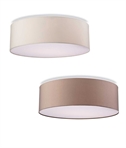 Modern Round Flush-Mounted Drum Fabric Shade - Two Interior Lampholders 