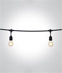 Black Outdoor String Lights – Festoon Style, 7m Lighting Span, 1.5m Lead, IP44, 15x E27