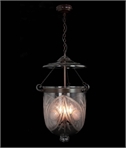 Georgian Hanging 3 Light Engraved Bell Jar Lantern