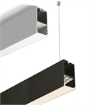 Deep aluminium LED profile with internal driver housing. Surface or suspended mounting