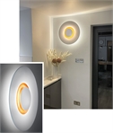 Large Wall Light - Backlit With LEDs in White with Gold Detail