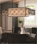 Wide Ceiling Light with Scroll Pattern - Arts & Craft Design