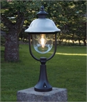 Modern Matt Black Outdoor Post Light - Clear Glass