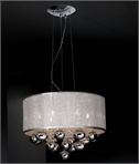 Chrome Drum Light Pendant with Hanging Baubles
