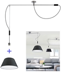 Adjustable Offset Ceiling Pendant in Chrome - Light Where Needed
