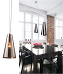 Tapered Smoked Mirror Glass Pendant Light with Chrome Suspension