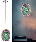 Starburst Holographic Glass Pendant Light with Chrome Detail