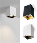 Square GU10 Surface Spotlight – Twist-On Body in Black or White with Contrasting Inner